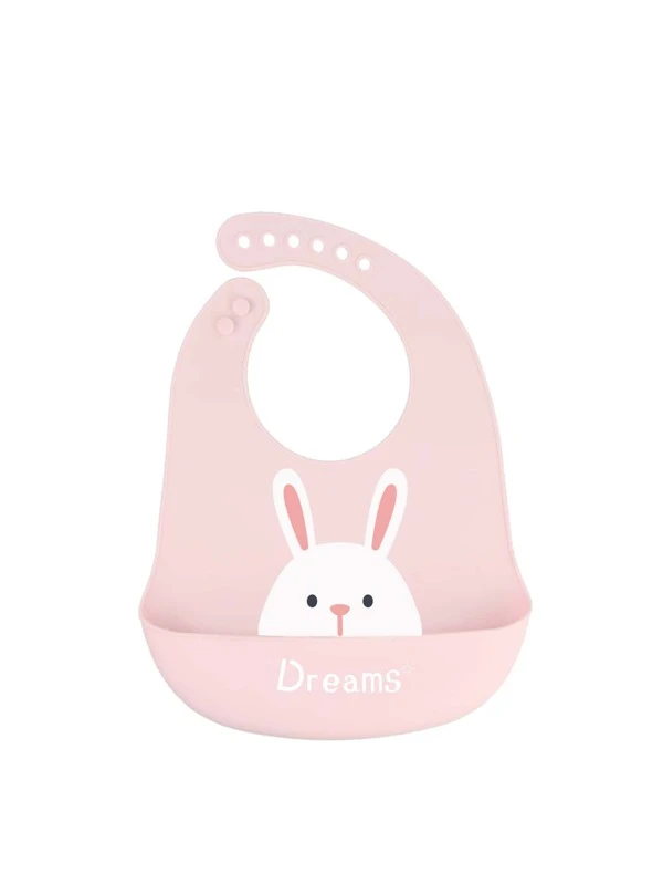 Baby Cartoon Rabbit Pattern Bib Pink