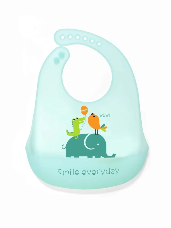 1pc Baby Cartoon Graphic Bib Mint Green