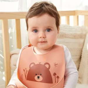 1pc Baby Bear Pattern Bib Orange