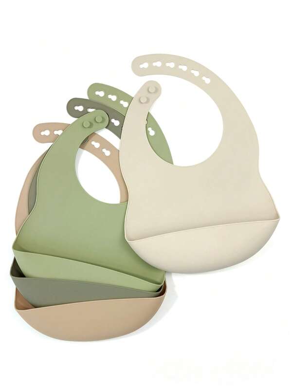 2pcs Random Color Baby Waterproof Silicone Bib Army Green