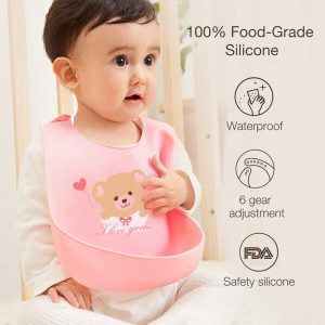 1pc Baby Bear Pattern Bib Pink