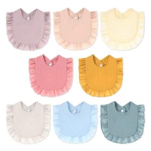 Muslin Baby Bibs Drool Teething Bibs 4-Layer 100 Muslin Absorbent& Soft& Breathable Lap-shoulder Drool Cloths Bibs Muslin Bibs for Girls Multi-Use Scarf Bibs Multicolor