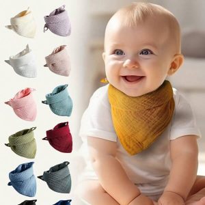 4pcs Baby Plain Bandana Bib  Baby Drool Bibs, Newborn Infant Spit-Up Towel Super Soft Water-Resistant Scarf Multicolor