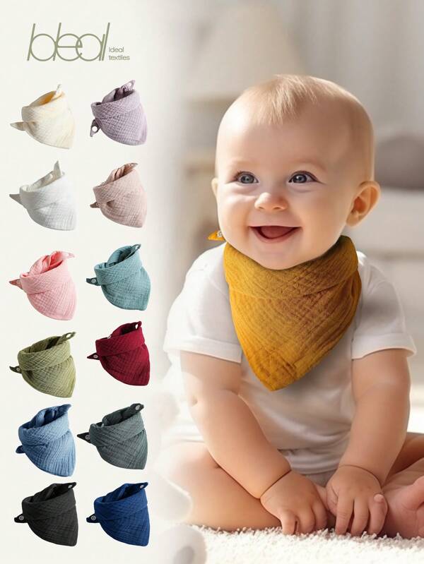 4pcs Baby Plain Bandana Bib  Baby Drool Bibs, Newborn Infant Spit-Up Towel Super Soft Water-Resistant Scarf Multicolor