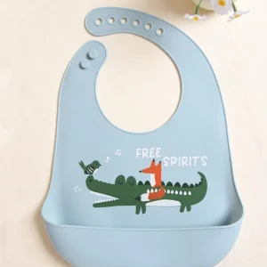 1pc Silicone Baby Bib, Waterproof & Stain-Resistant, Great For Feeding Blue