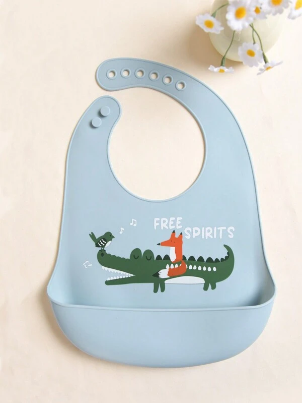 1pc Silicone Baby Bib, Waterproof & Stain-Resistant, Great For Feeding Blue